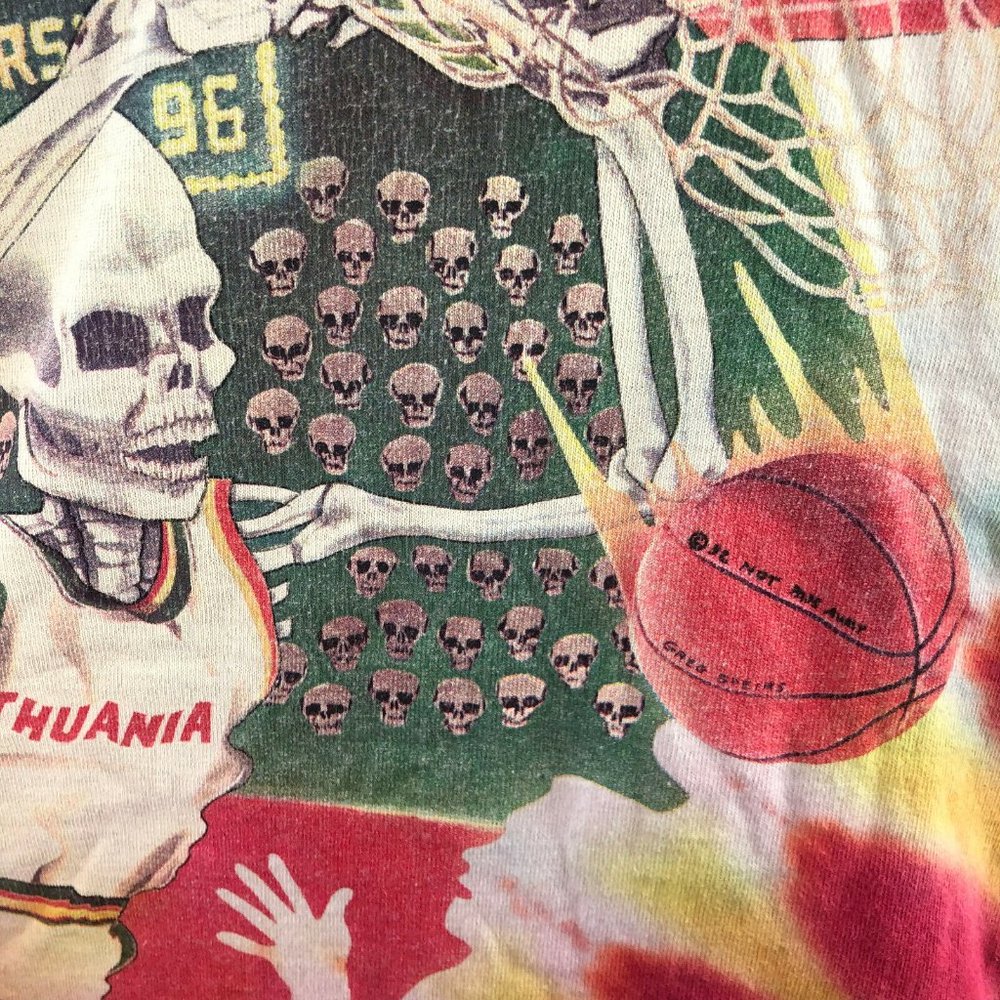 Vintage 1992 The Grateful Dead Lithuania T Shirt XL Tie Dye Basketball Olympic - Picture 9 of 13